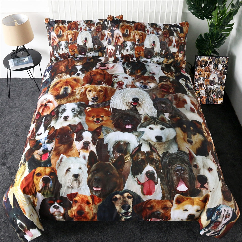 3-piece Dog Photo Collage Duvet Cover Bedding Set