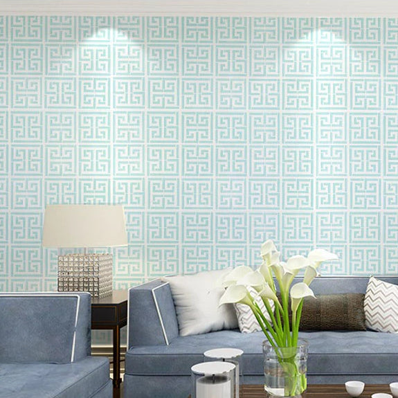 Geometric Greek Key Pattern Vinyl Wallpaper