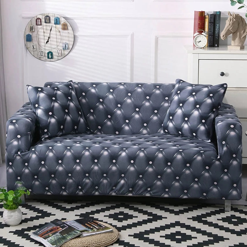 Tufted Leather Print Sofa Couch Cover