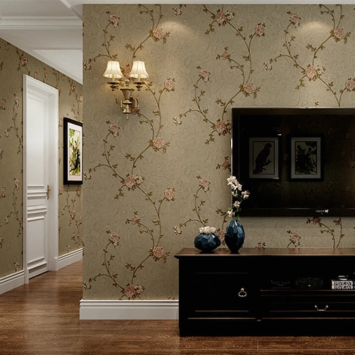 Embossed 3d Victorian Floral Pattern Wallpaper