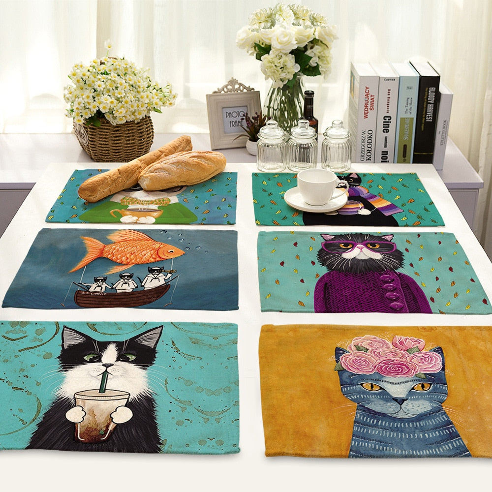 Comical Cartoon Kitty Cat Table Placemat