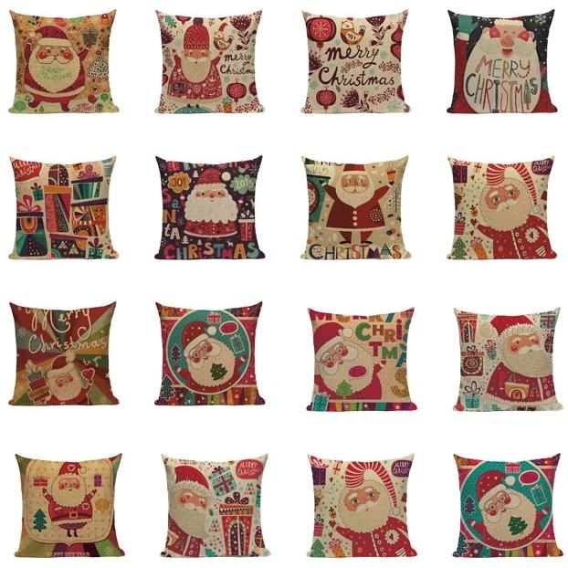 18" Cartoon Santa Claus Print Throw Pillow Cover