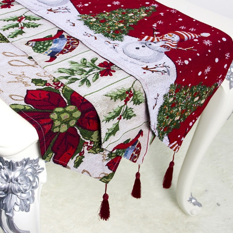 Decorative Christmas Holiday Table Runner W/ Tassel