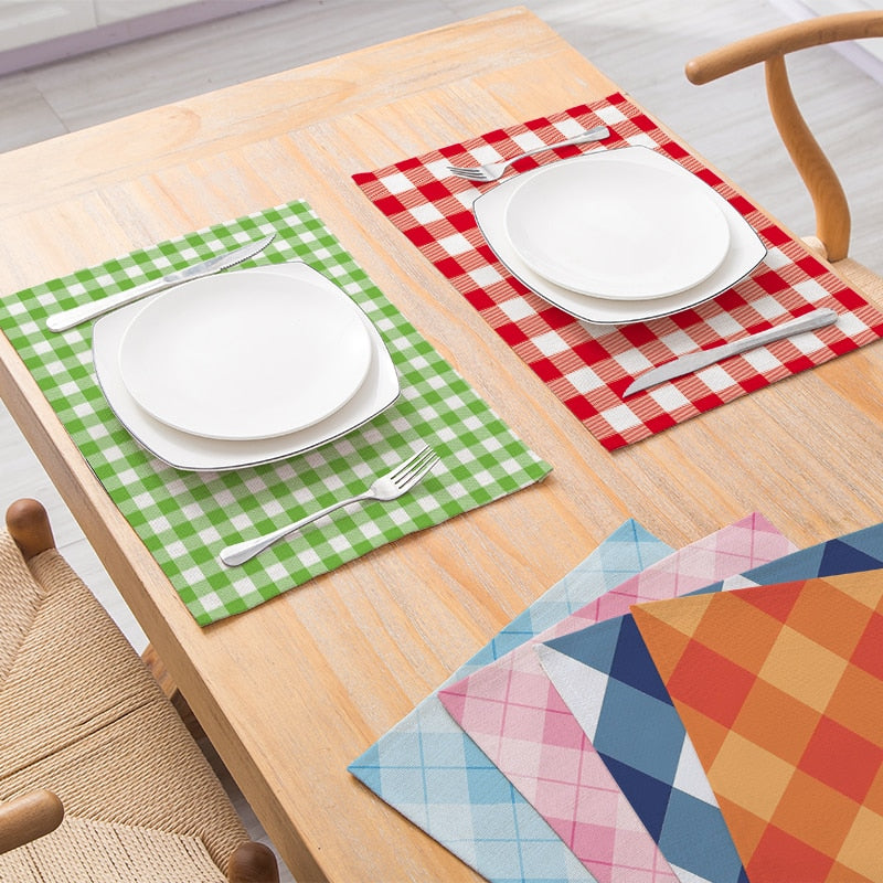 Multi-color Square Plaid Pattern Table Placemat