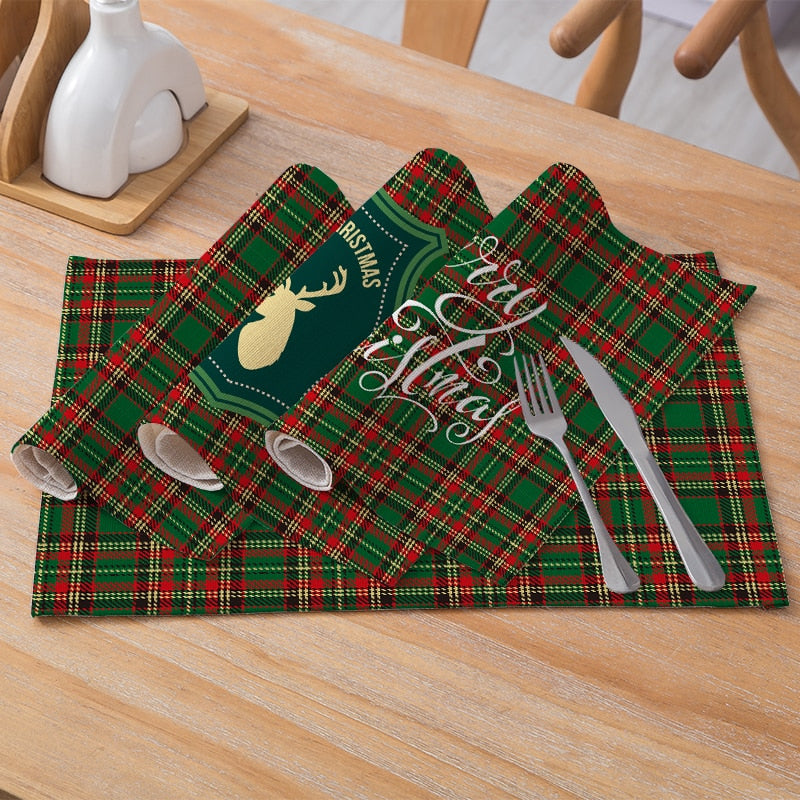 Red & Green Plaid / Christmas Pattern Table Placemat