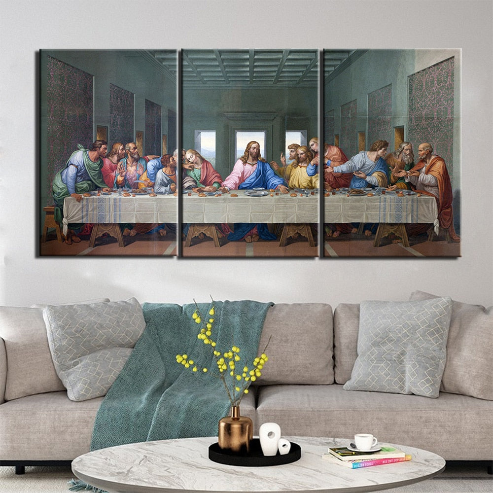 3 Piece Christian Jesus Last Supper Canvas Wall Art Decorzee