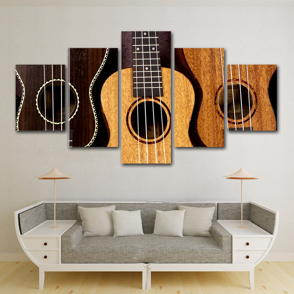 5 Piece Abstract Wooden Acoustic Guitar Canvas Wall Art Decorzee