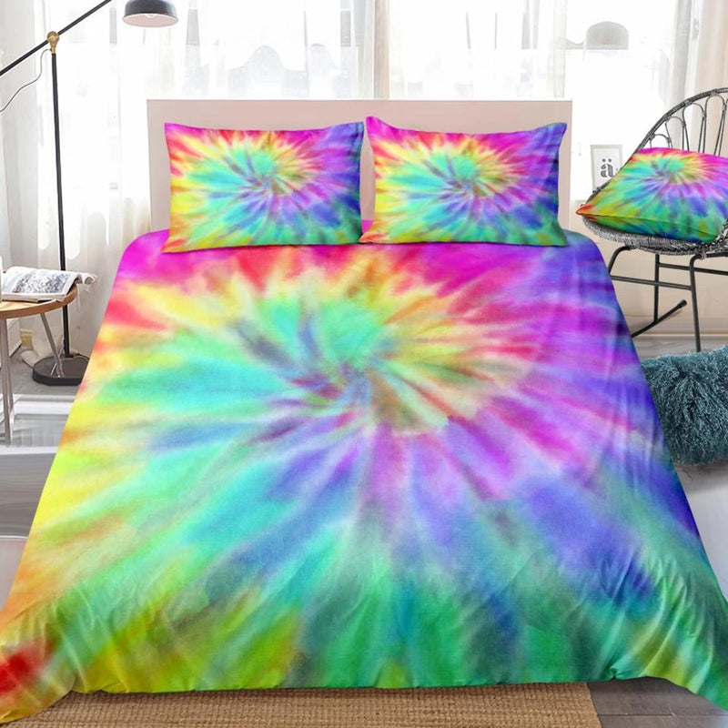 2 3 Piece Pastel Rainbow Tie Dye Duvet Cover Set Decorzee