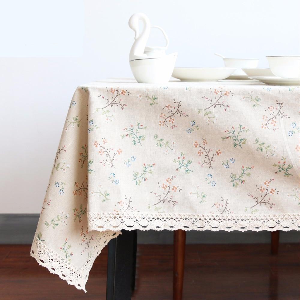 Vintage Pink Floral Pattern Cotton Linen Tablecloth