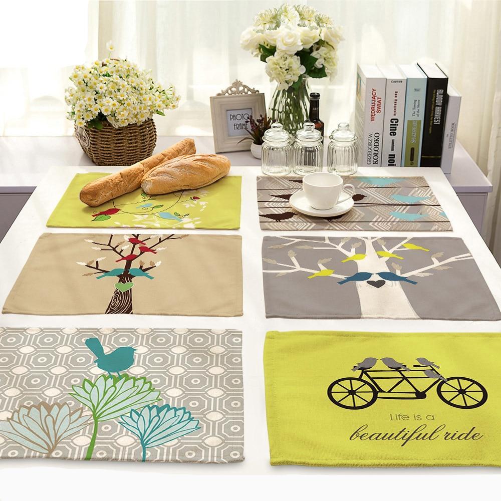 Contemporary Nordic Bird Print Table Placemat