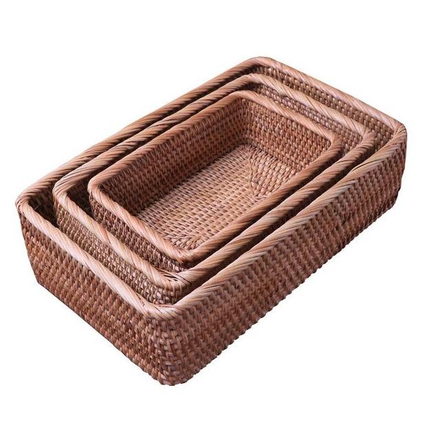 Multi-purpose Rectangle Wicker Rattan Storage Basket