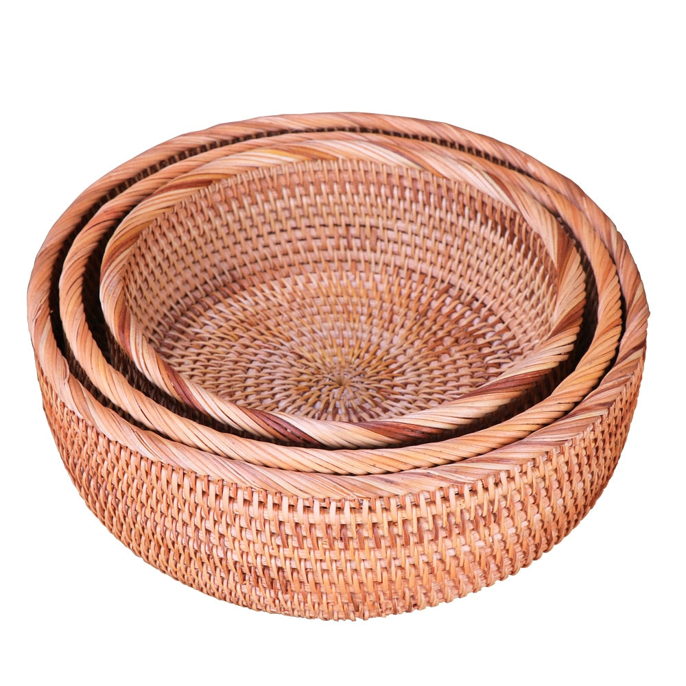 Multi-purpose Round Wicker Rattan Storage Basket