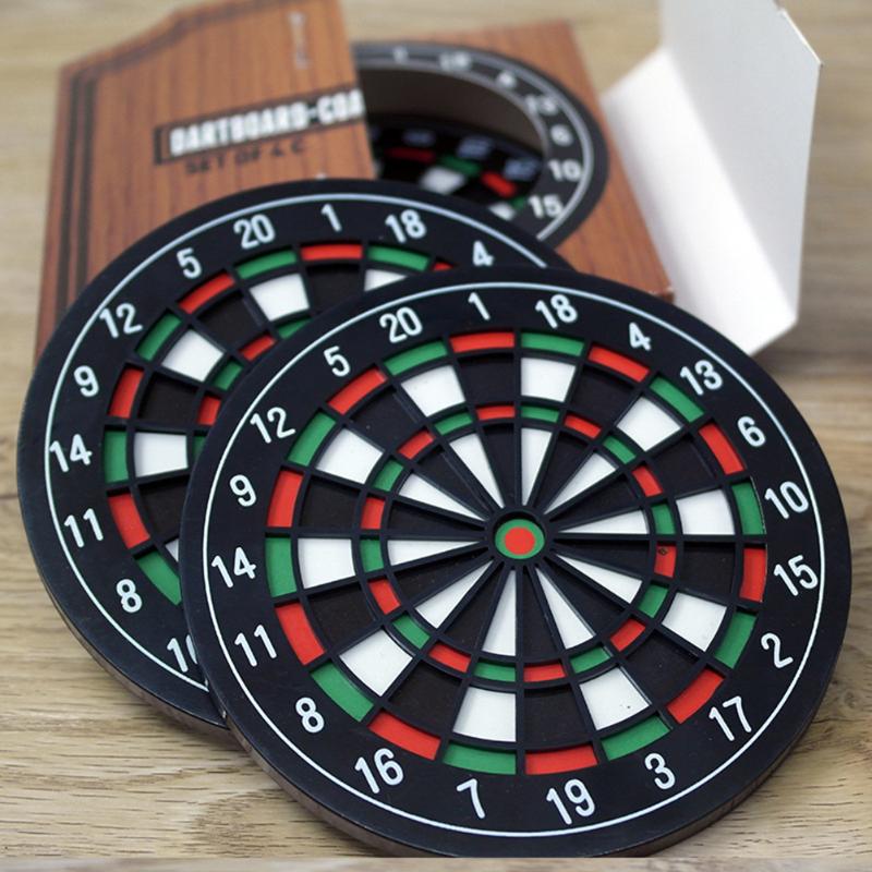 4-piece Mini Dart Board Drink Coaster Set