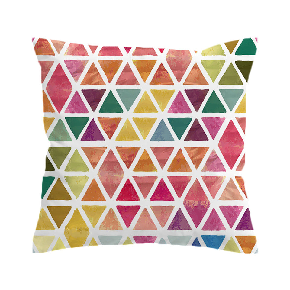 Colorful Geometric Triangle Pattern Microfiber Pillow Cover