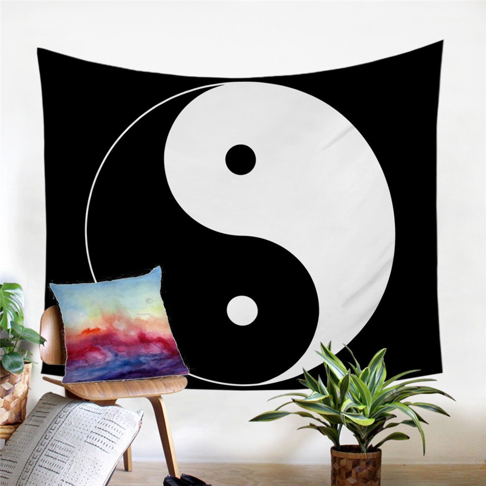 Black & White Chinese Ying-yang Wall Tapestry