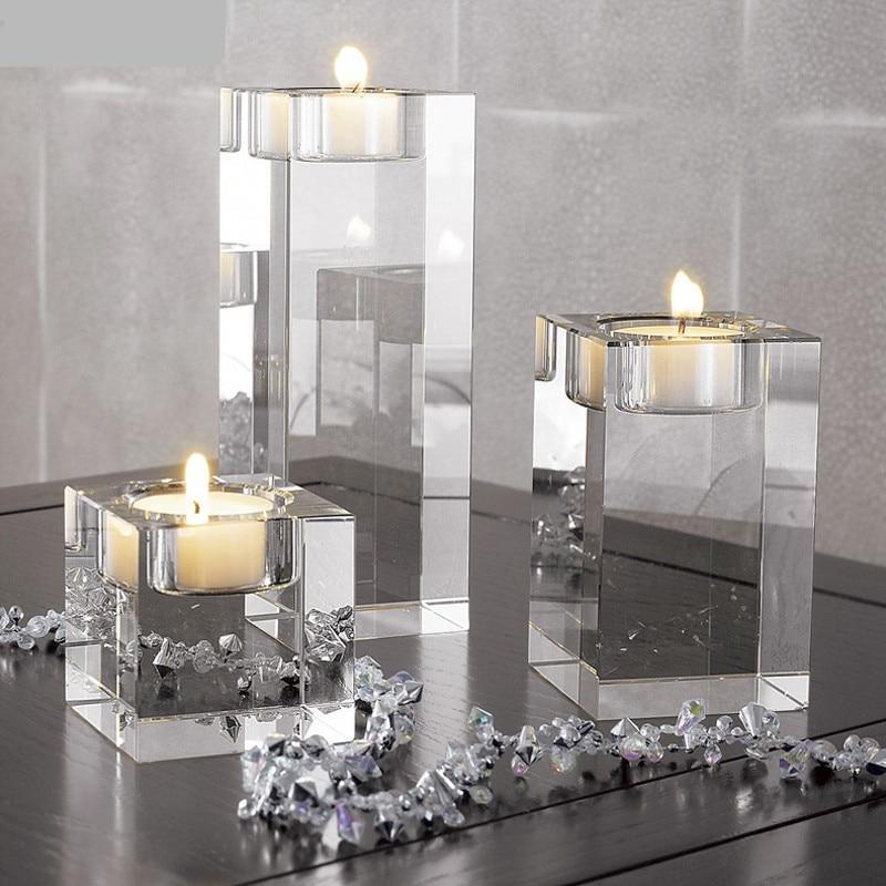 square glass candle holders