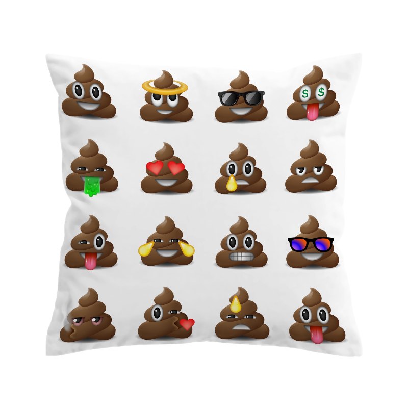 White Poop Emoji Print Microfiber Pillow Cover