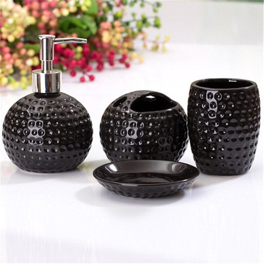 4-piece Dimpled Ceramic Bathroom Accessory Set