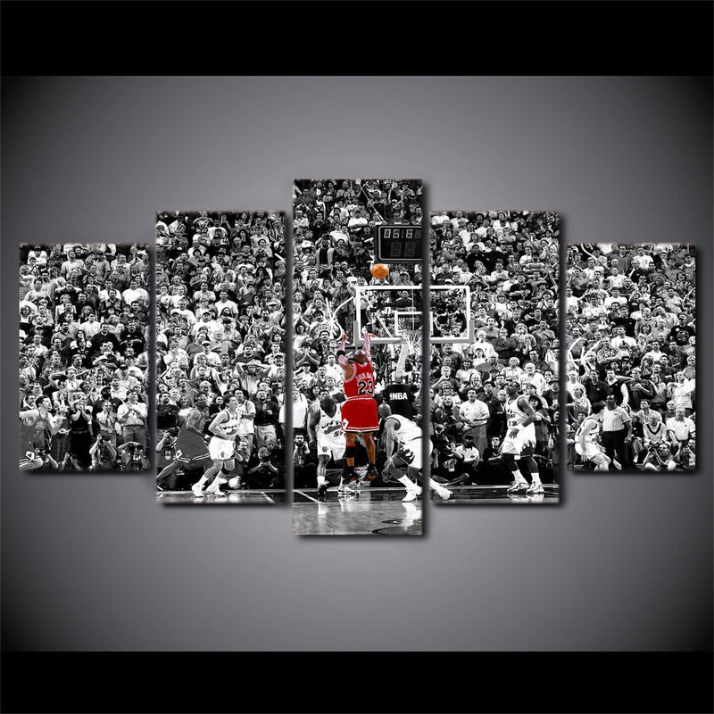 5-Piece Black & White Michael Jordan Shot Canvas Wall Art – Decorzee
