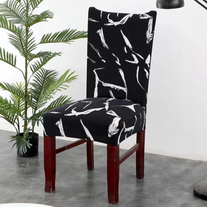 Black Cracked Rock Pattern Dining Chair Cover