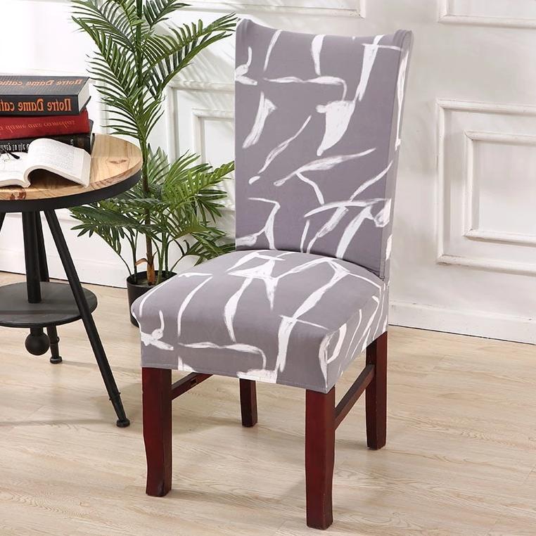 Gray Cracked Rock Pattern Dining Chair Cover