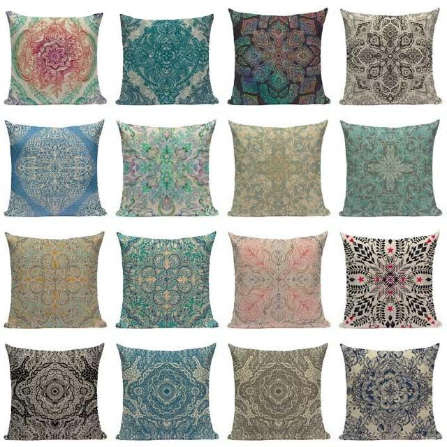 18" Vintage Indian Floral Pattern Throw Pillow Cover