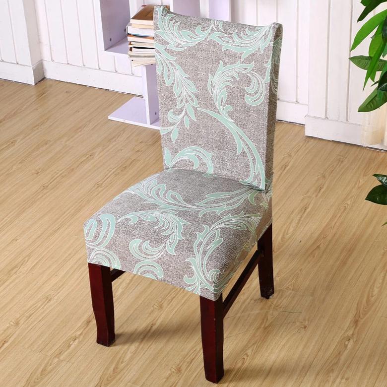 Light Green Floral Damask Pattern Dining Chair Cover