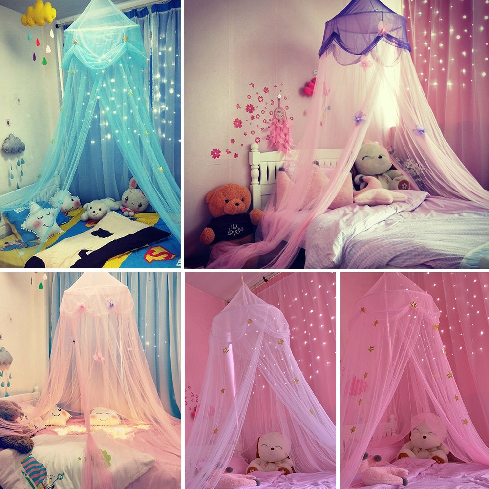 Kids 26" Round Sheer Butterfly / Star Bed Canopy