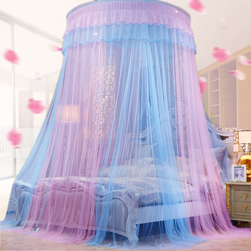 Two-Color 47" Round Sheer Princess Bed Canopy - Decorzee