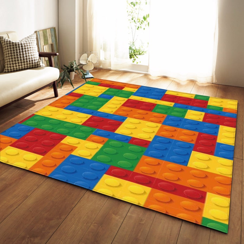 Colorful Kids Lego Print Area Rug Floor Mat Decorzee