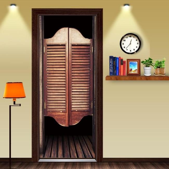 Wood Saloon Doors 3d Door Decal Sticker