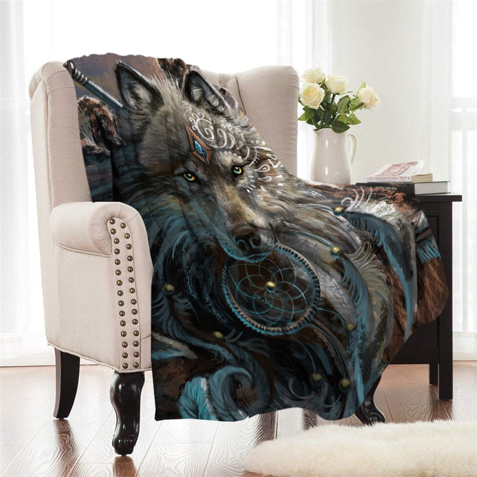 Wolf Warrior By Sunimaart Fleece Throw Blanket