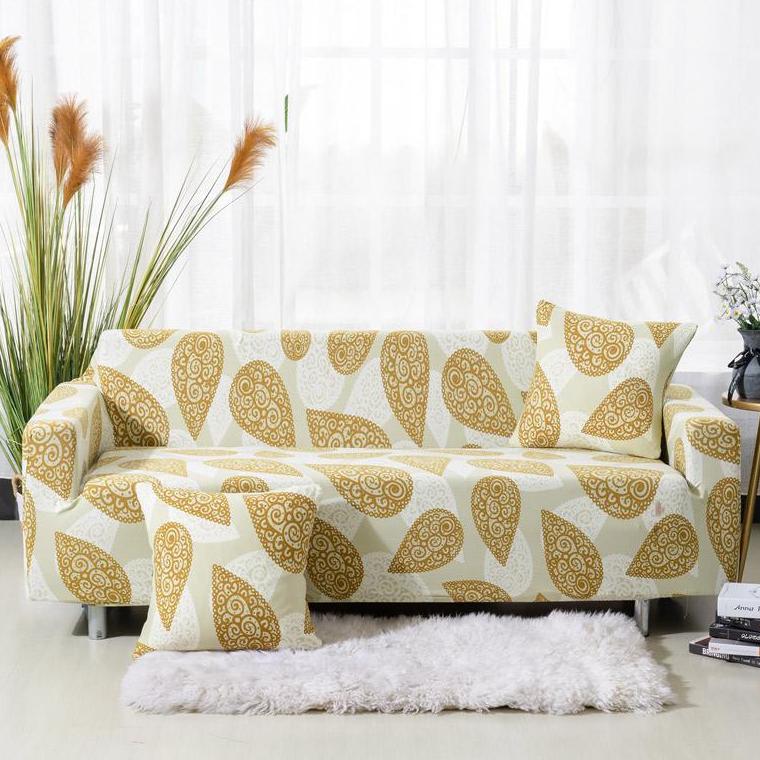 Yellow Abstract Paisley Pattern Sofa Couch Cover