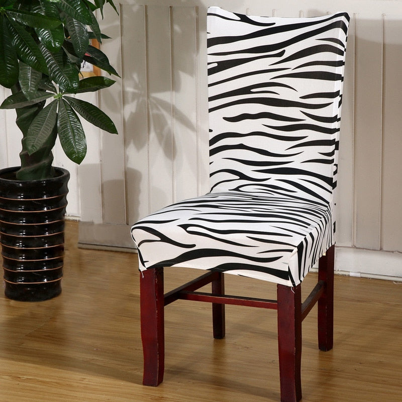 Black & White Zebra Print Dining Room Chair Cover