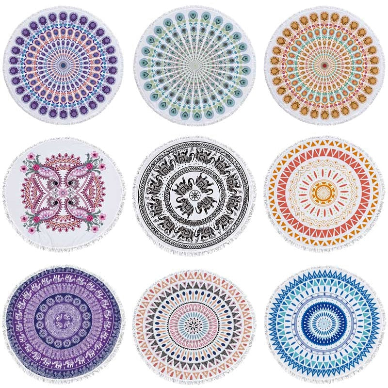 Round Bohemian Ethnic Pattern Beach Towel