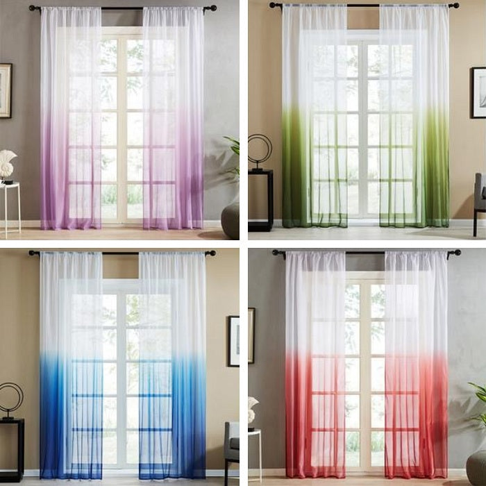 Sheer White Color Gradient Window Curtains