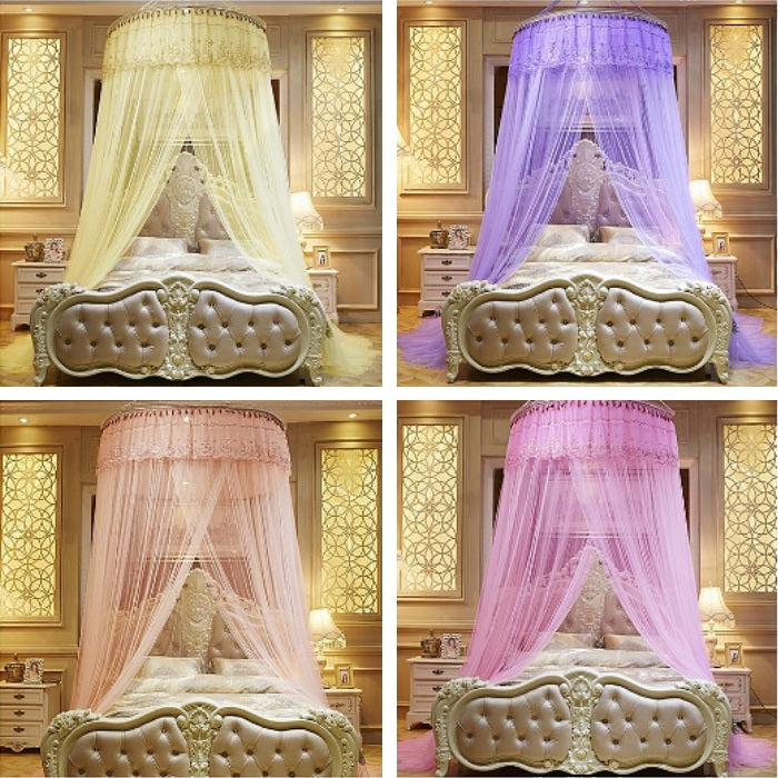 Elegant 39" Round Sheer Lace Bed Canopy