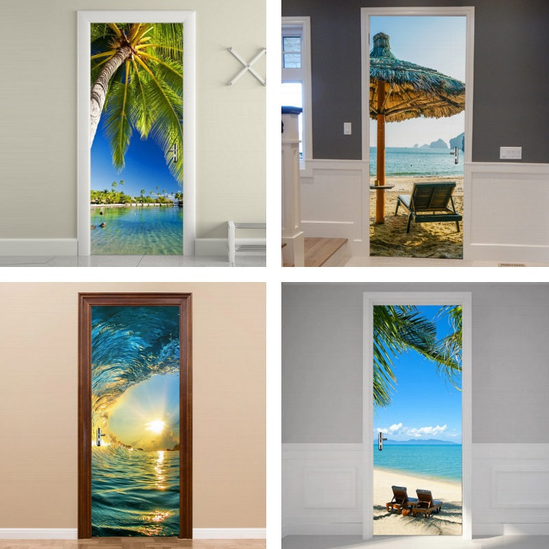 Tropical Beach / Ocean 3d Door Mural Sticker