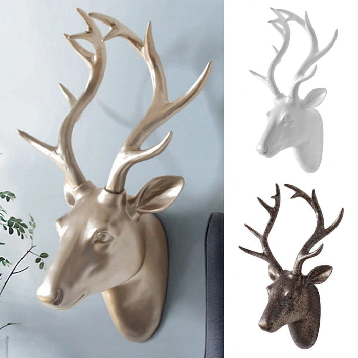 17" Wall-mounted Modern Resin Deer Head Sculpture