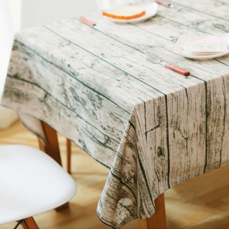 Vintage Wood Grain Pattern Cotton Linen Tablecloth