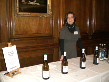 Jean-Marc's daughter, Lydie Alzingre, pours Puligny Montrachet 1er Cru Champs Canet