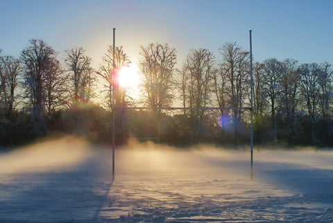 Rugby pitch in the snow