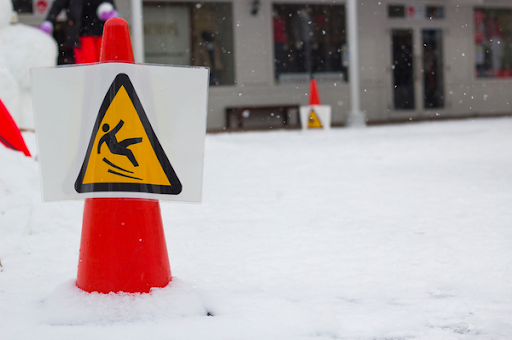 Cones warning about slip hazards