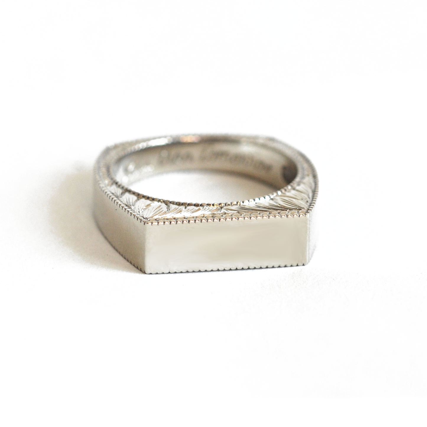 Squared Engraved Mens Wedding Band | Berlinger Jewelry