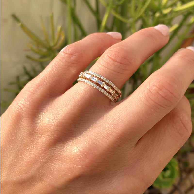 diamond baguette stacking ring