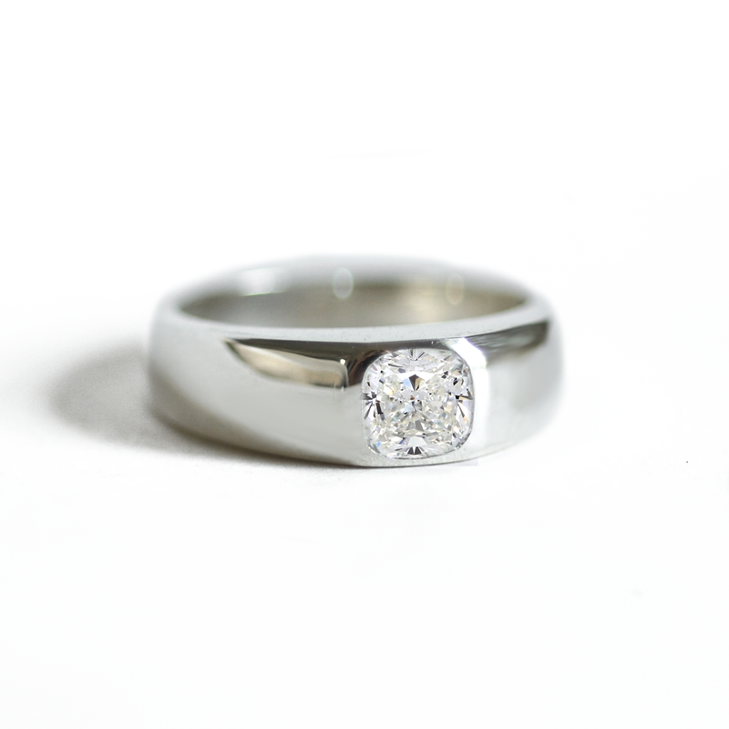 Cushion Diamond Men's Engagement Ring | Berlinger Jewelry