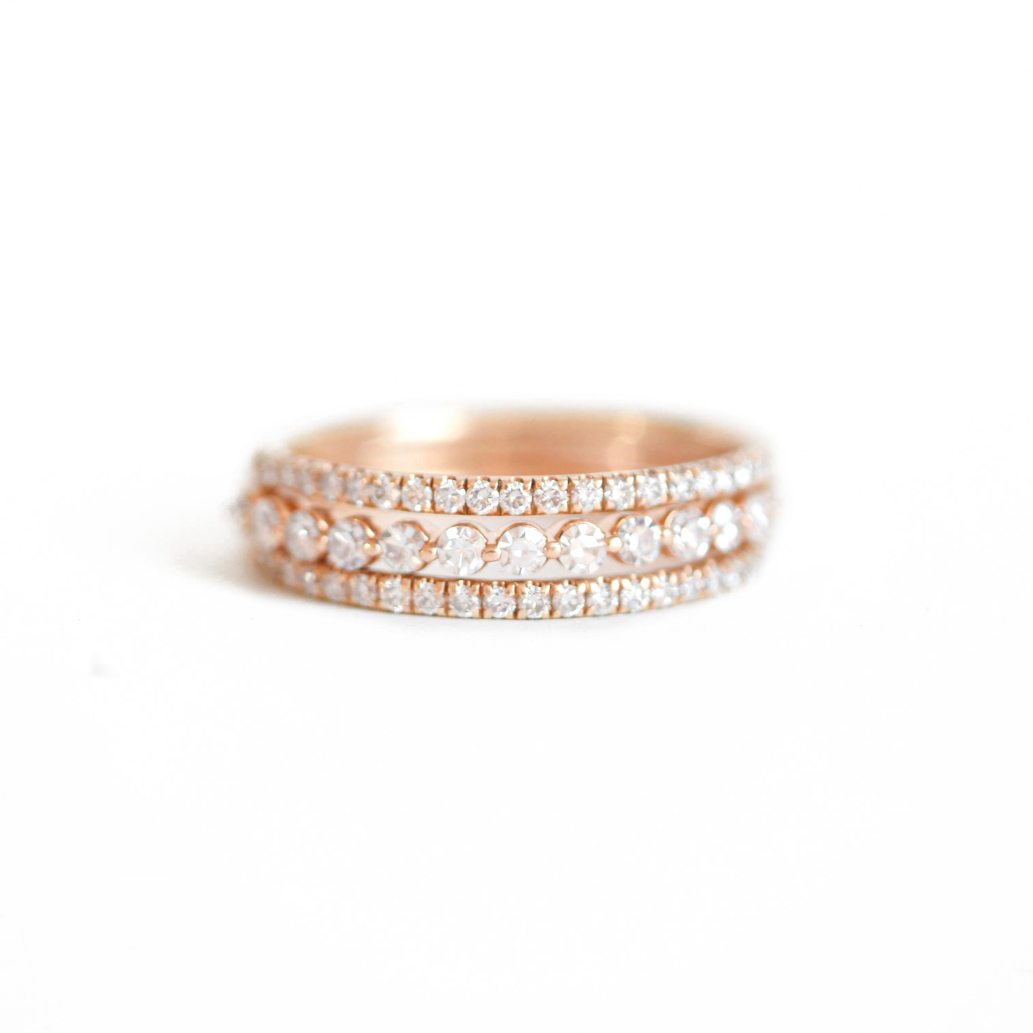 Pavé Eternity Diamond & Floating Diamond Stacking Ring Set | Berlinger ...