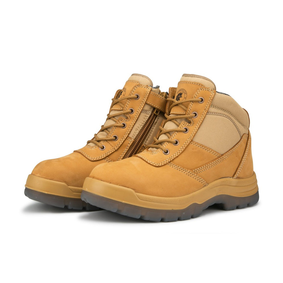 Tan 6 Inch Zip-sided Steel toecap Leather Work Boots AK050– Rock ...