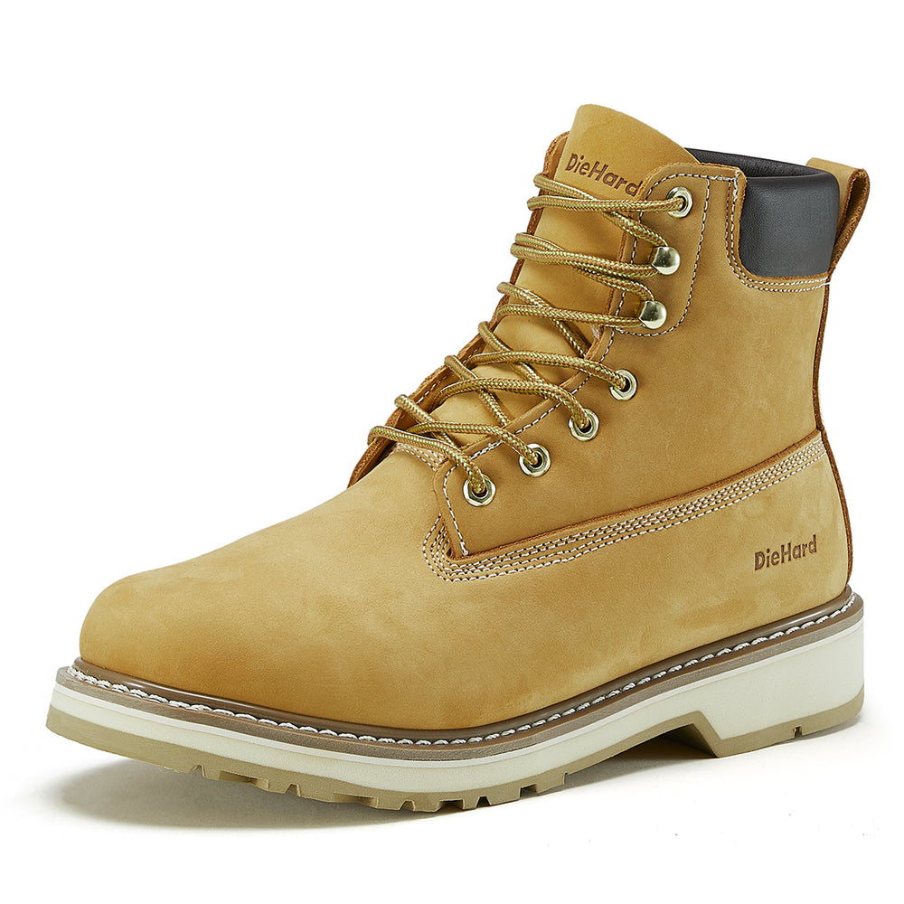 DieHard Men's Nubuck Leather 6 inch Soft Toe Wheat Work Boots Model 84 ...