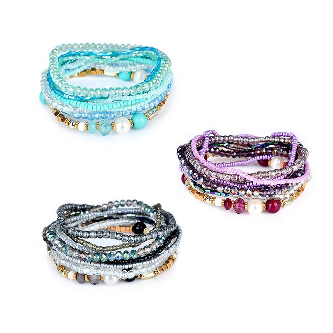 Bohemian Bracelet Sets for Women - 6 Sets Stackable Stretch Bracelets  Multi-color Boho Jewelry for Women Hippie Bracelets Dainty Jewelry Best  Friend